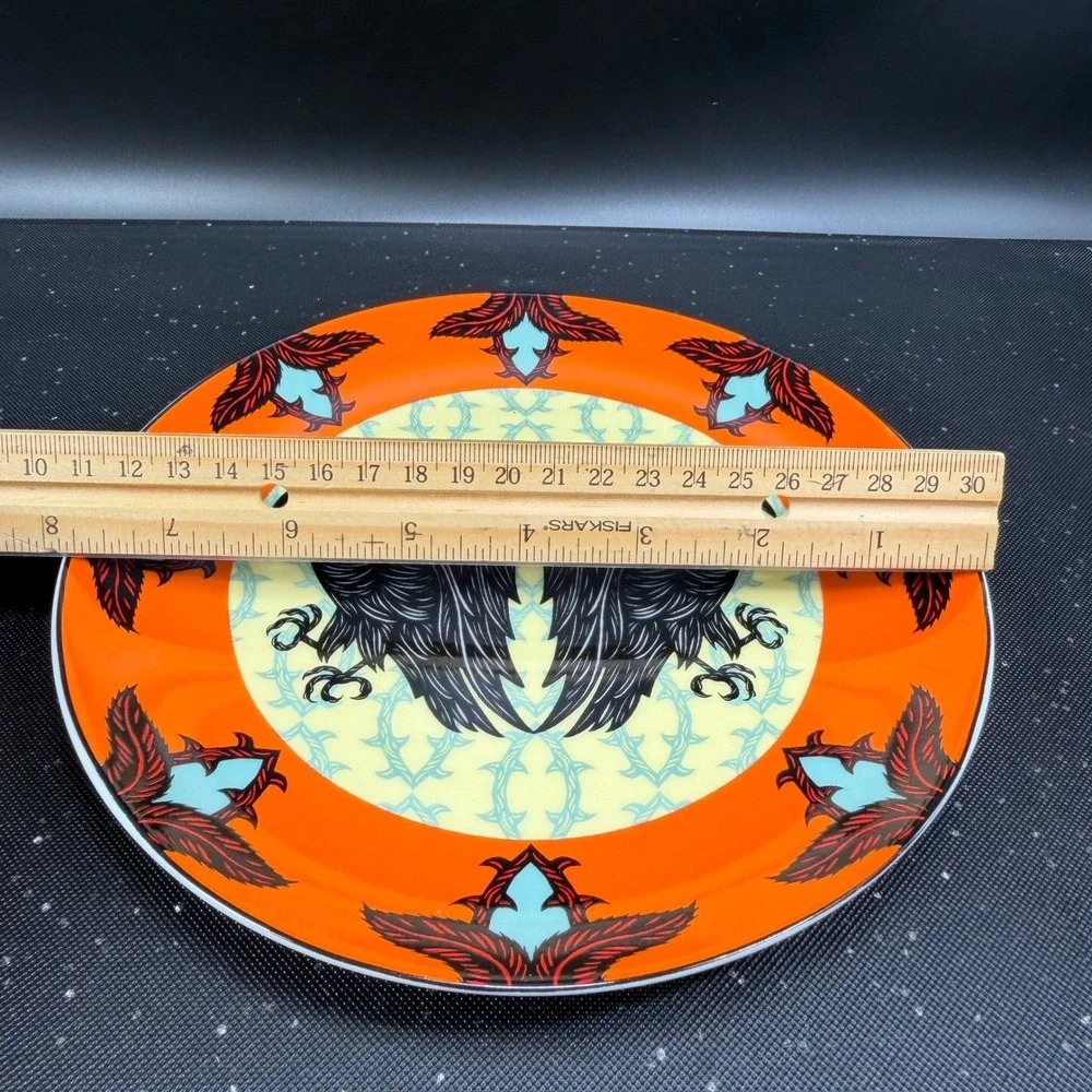 Crate & Barrel Patch NYC Halloween Plates Set 4 Skull Cat Bat Raven 8